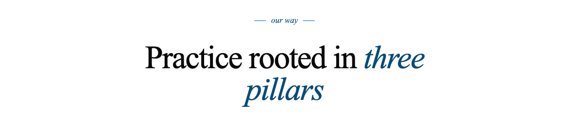 A centered heading with a small subtitle between two lines above it