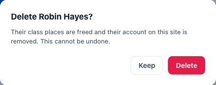 Delete Robin Hayes? with Keep and Delete buttons