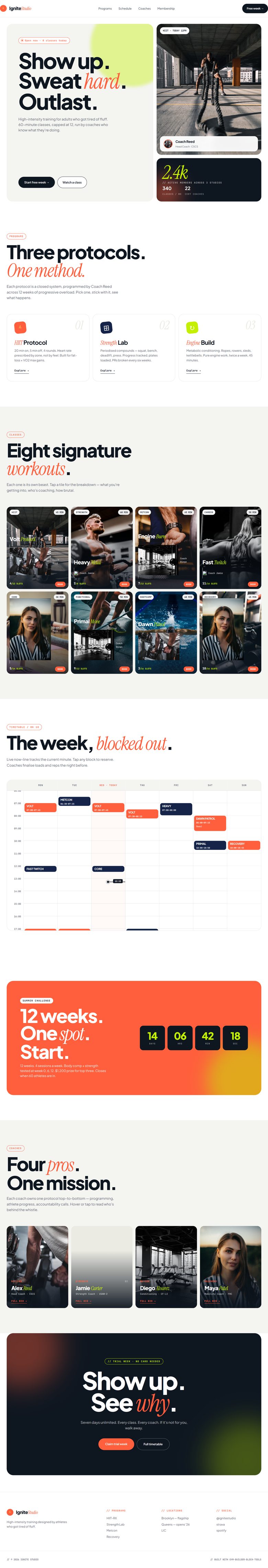 IgniteStudio boutique fitness template preview